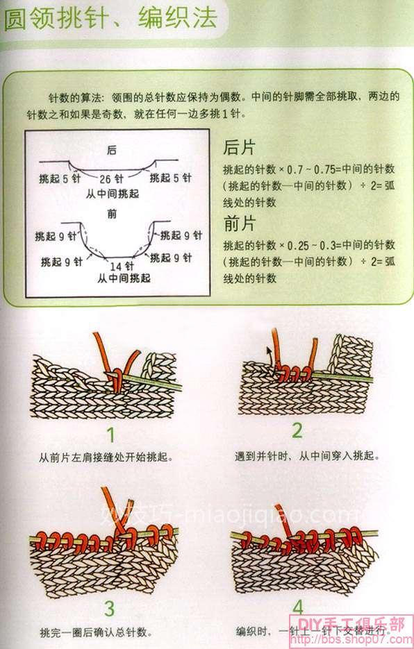 圆领领围编织方法（图解）
