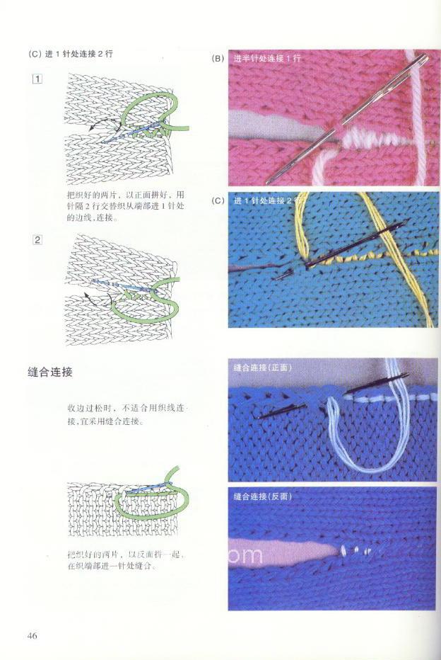 《图解棒针编织基础实例》之织片连接方法